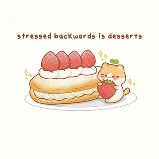 Cat with strawberry cream bun dessert (credit to hyemi studio)