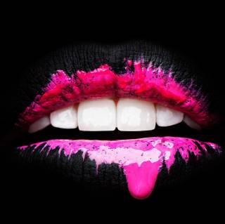 lips with pink drip lip stick
