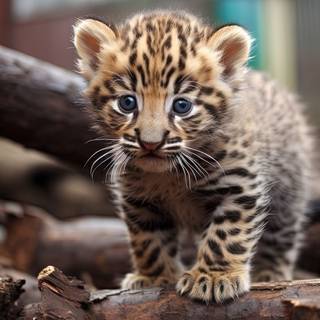 Little Leopard Cub Having Fun