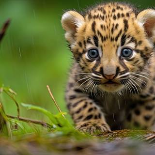 Little Leopard Cub Having Fun