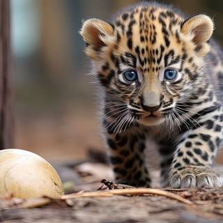 Little Leopard Cub Having Fun