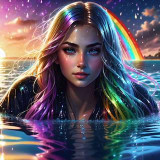Rainbow Color Hair Women