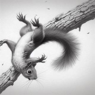 Squirrel falling out of a tree