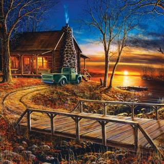 Cottage with truck 