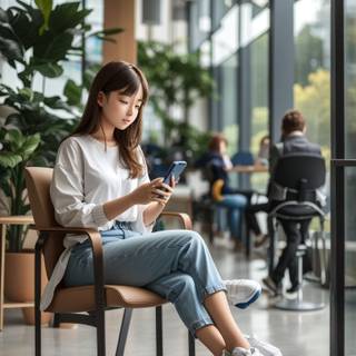 A girl using her phone 