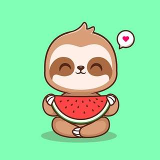 Kawaii Sloth with Watermelon