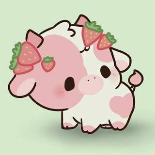 Kawaii Strawberry Heart Cow