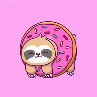 Kawaii Sloth Poking out of donut