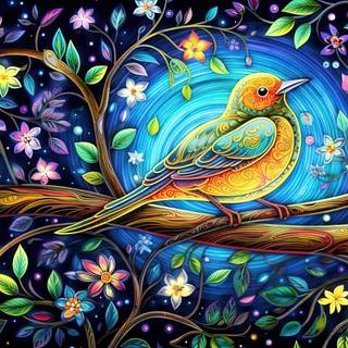 Enchanting Nightingale Tapestry