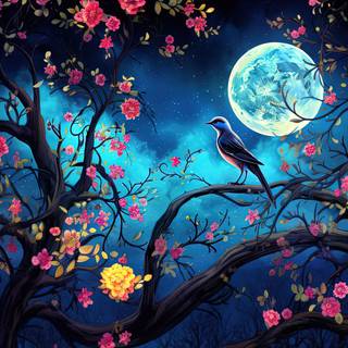 Enchanting Nightingale Tapestry