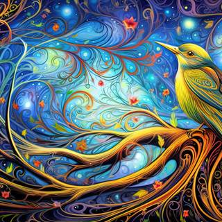 Enchanting Nightingale Tapestry