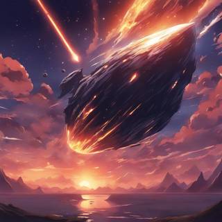meteor, anime, space, 4k, wallepaper