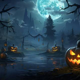 Halloween, spooky, pumpkin, 4k, wallepaper