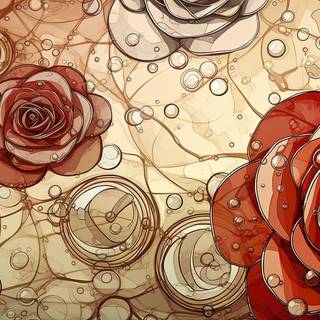 Sepia Ink Rose with Raindrops