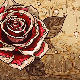 Sepia Ink Rose with Raindrops