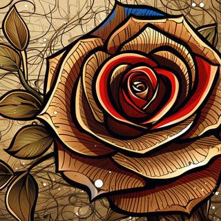 Sepia Ink Rose with Raindrops