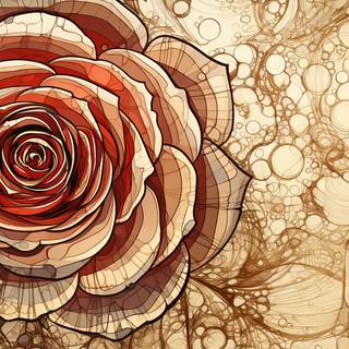 Sepia Ink Rose with Raindrops