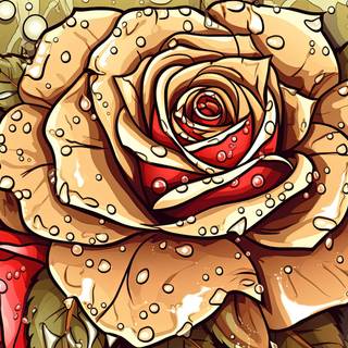 Sepia Ink Rose with Raindrops