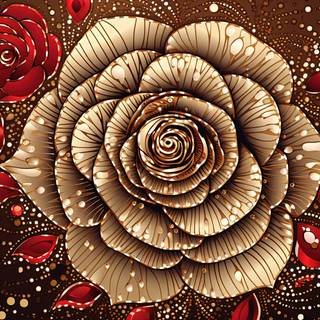 Sepia Ink Rose with Raindrops