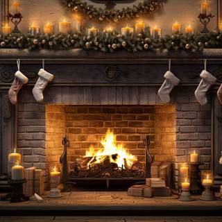 Cozy Fireplace Christmas Scene
