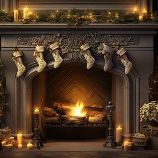 Cozy Fireplace Christmas Scene