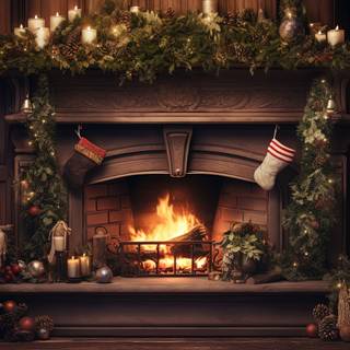 Cozy Fireplace Christmas Scene