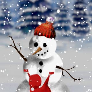 iphone 15 Pro Max Wallpaper Santa and Snowman