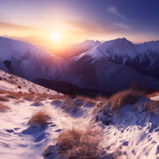 Sun down in the mountains