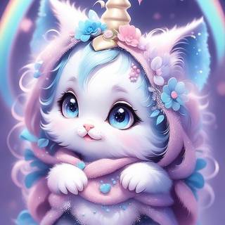 Kawaii Magic Unicorn Cat Pastel