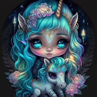 Baby Unicorn Girl With Baby Unicorn Diamond