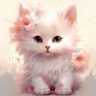 Kawaii Flower Cat