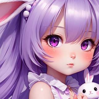 Purple Bunny Anime Girl