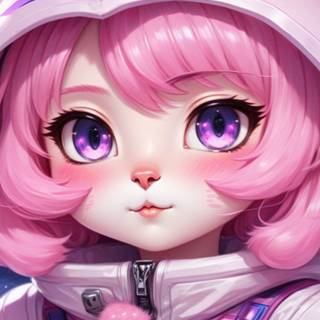 Kawaii Anime Galaxy Cat Pink 2