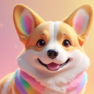 3D Rainbow Corgi