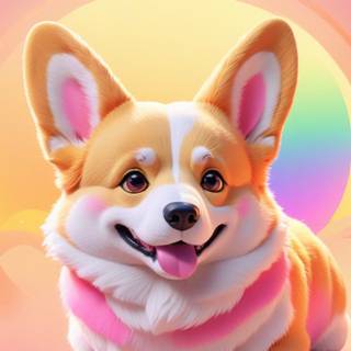 3D Rainbow Corgi 2