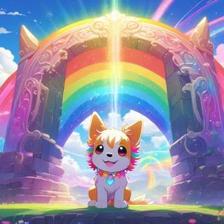 Rainbow portal with rainbow dog