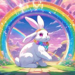 Rainbow portal with rainbow bunny
