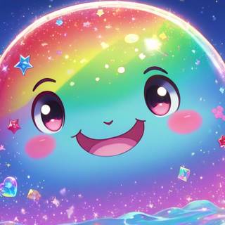Kawaii Rainbow blob with sparkles