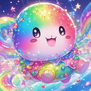 Kawaii Rainbow blob with sparkles 3