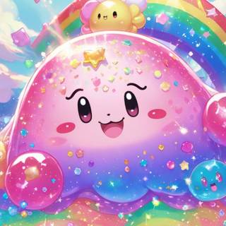 Kawaii Rainbow blob with sparkles 4