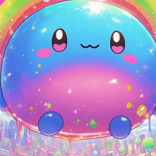 Kawaii Rainbow blob with sparkles 5