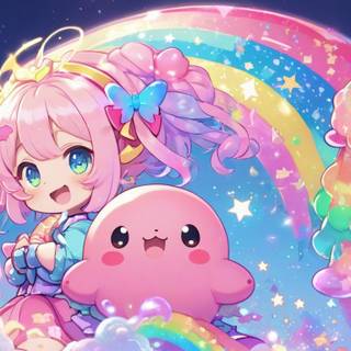 Kawaii Rainbow blob with sparkles 6