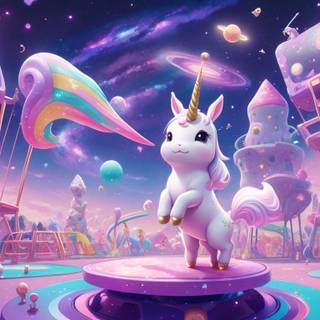 Galaxy Bunny Playing At A Galaxy Playground