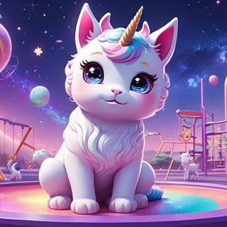 Galaxy Cat Playing At A Galaxy Playground