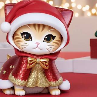 AI Christmas Anime Toy kitty