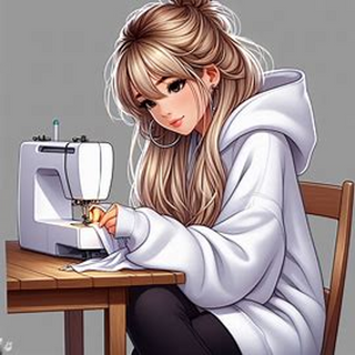 Girl sewing