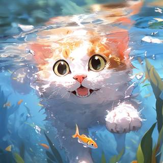 Cat Swimming  