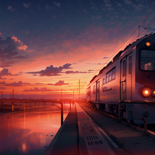 Anime Train at Sunset
