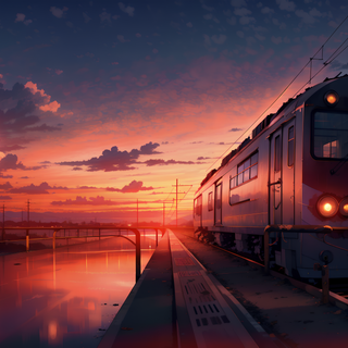 Anime Train at Sunset