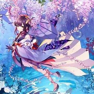 Anime Girl with cherry blossoms